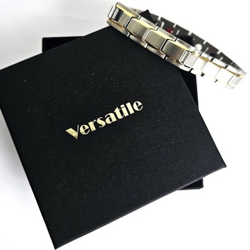 Bransoletka magnetyczna męska zdrowotna SREBRNOZŁOTA 21cm Prezent Versatile