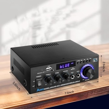 УСИЛИТЕЛЬ HIFI С BLUETOOTH УСИЛИТЕЛЬ СТЕРЕО АУДИО РАДИО FM 40 Вт X 2 С ПУЛЬТОМ ПУЛЬТА