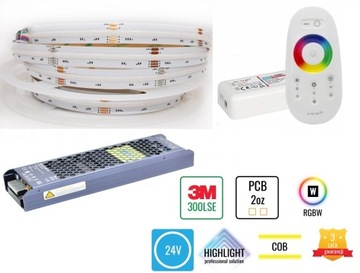 15m Zestaw LED sufitowy COB 896chips 16W 24V RGBW