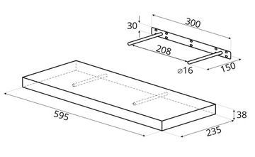 Самовишская настенная полка - FS - 60x23 см - черный