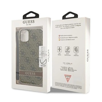 Etui Guess 4G Print Strap na iPhone 11 - brązowe