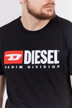 DIESEL Czarny t-shirt męski z wyszywanym logo r XL