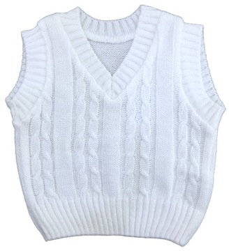 KAMIZELKA 74 cm biała warkocz splot bezrękawnik