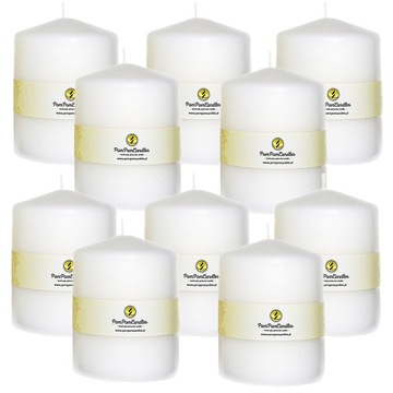 10x ŚWIECA WALEC 6,5 X 7 cm biała ŚWIECZKA