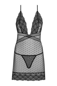 Koszulka nocna tiulowa w groszki Comiran Black S/M