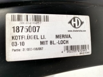 BLATNÍK LEVÝ PŘEDNÍ OPEL MERIVA A (X03) 2003-2010