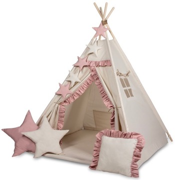 Namiot TIPI TEEPEE dla dzieci 3 poduszki przytulanki+GIRLANDA produkt PL