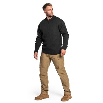 Sweter Bluza golf wojskowy ciepły rozpinany Mil-Tec Swiss Army Czarny XL