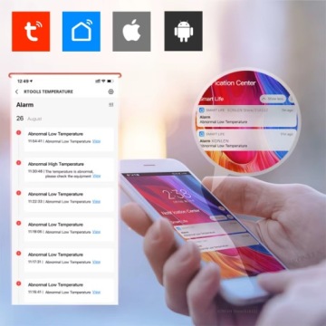 ТЕРМО-ГИГРОМЕТР WiFi 3м Приложение Tuya SmartLife ВЛАЖНОСТЬ ТЕМПЕРАТУРА -40 +120°C