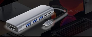 АДАПТЕР-ХАБ 6 В 1 USB-C PD 100 Вт 3x USB 3.0 HDMI 4K