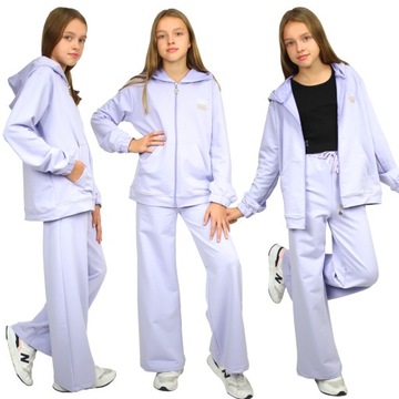 KOMPLET Dresowy BLUZA SPODNIE Szerokie 128/134