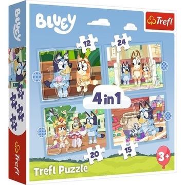 PUZZLE 4 W 1 BLUEY I JEGO ŚWIAT 4 układanki dla dzieci +3 lata