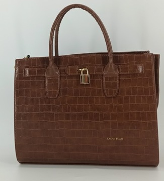 Torebka Laura Biaggi shopper brązowa