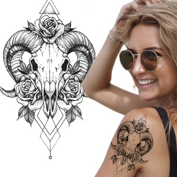 TATUAŻ TYMCZASOWY WODNY 21x15 KOZIOROŻEC RÓŻE RÓŻA