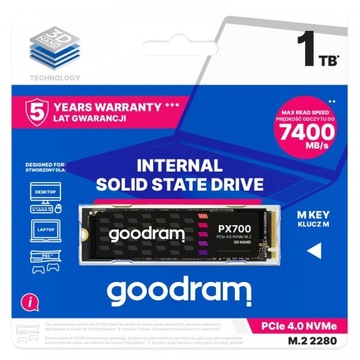 Dysk SSD GoodRam PX700 1TB M.2 PCIe NVMe Gen4 x4 7400 MB/s