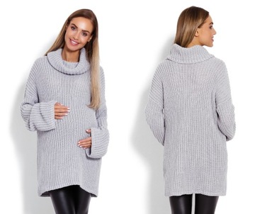 Luźny długi sweter z golfem oversize