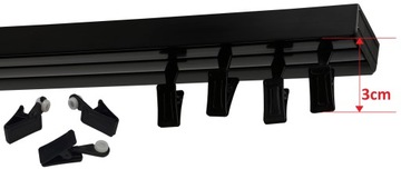 Двойной потолочный карниз из ПВХ черного цвета, потолочный рельс на заказ, английские булавки