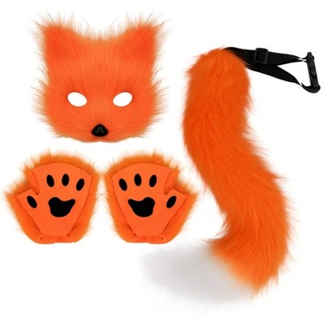 MASKA COSPLAY FURRY OGON ŁAPKI MITENKI WILK LIS FUTRZAK ZESTAW 3SZT