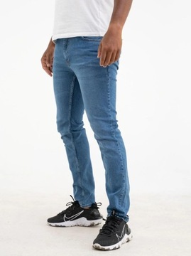 SPODNIE MĘSKIE JEANSOWE DENIM PL MODNE Mustache Slim 4956-01 Niebieskie 31