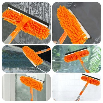 ТЕЛЕСКОПИЧЕСКИЙ СТЕКЛООЧИСТИТЕЛЬ С МИКРОФИБКОЙ И ШЕНИЛЬНЫМ СУТОКОМ, 2 В 1, 180 СМ