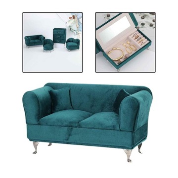 Miniaturowe akcesoria do domku dla lalek, dwuosobowa sofa