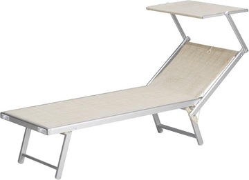 Leżak z regulowanym oparciem aluminiowy lekki GARDEN beżowy do 150kg
