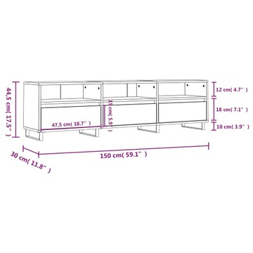 Подставка под телевизор, черная, 150х30х44,5 см, материал Dr.