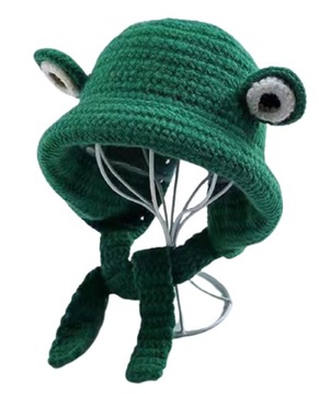 CZAPKA KAPELUSZ ŻABA DZIANA ZIELONA WIĄZANA