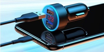 ŁADOWARKA SAMOCHODOWA 2xUSB SZYBKA QC 3.0 Niebieska