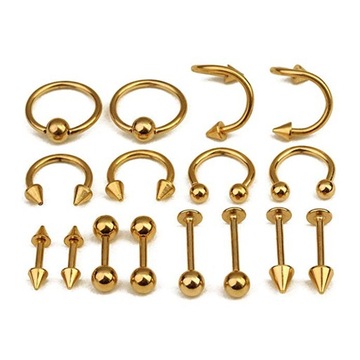 16 SZTUK/ZESTAW BIŻUTERIA PIERCING KORPUS ZE STALI CHIRURGICZNEJ CIAŁO SPIRALNE SPIRALNY Brzuch T