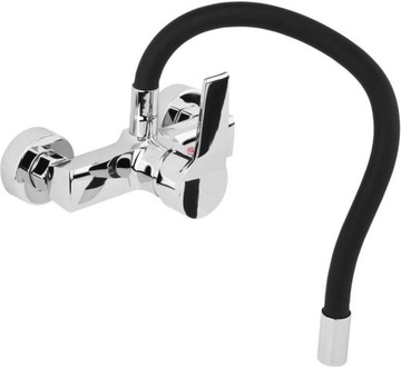 НАСТЕННЫЙ КУХОННЫЙ смеситель, ЧЕРНЫЙ ГИБКИЙ ИЗЛИК