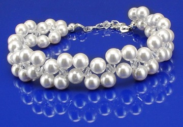 ARSYLION ślubna bransoletka białe perły kryształki