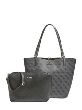 GUESS Torebka Damska 2W1 Alby Toggle Tote Czarno-Szara