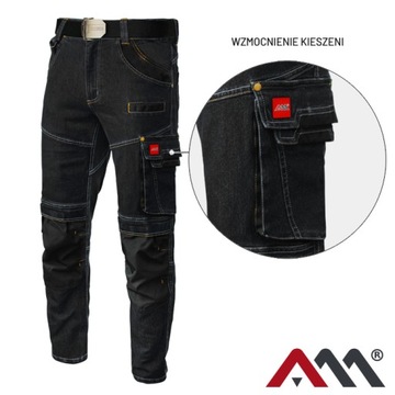 Spodnie ROBOCZE do pasa Jeansowe Stretch czarne M