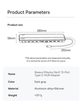 КОНВЕРТЕР-ХАБ 12 в 1 Baseus USB-C 2xHDMI/3xUSB/PD/DP/SD/TF/RJ45/Type-C/3,5 мм