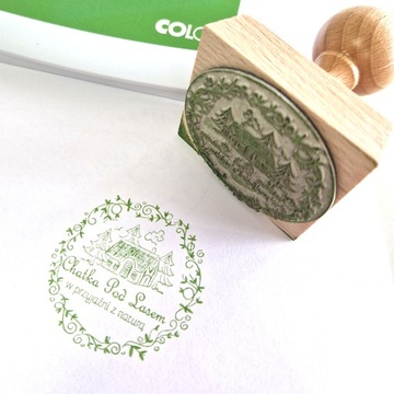 Ручной штамп 50 мм с Вашим ЛОГОТИПОМ в декупаже + чернильная подушечка