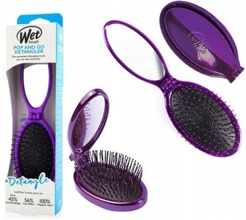 WET BRUSH Pop And Go Detangler PURPLE Szczotka Składana z Lusterkiem