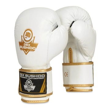 10 oz RĘKAWICE BOKSERSKIE ZE SKÓRY- BUSHIDO - BIAŁ