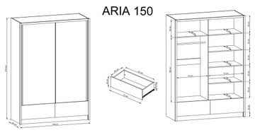 ШКАФ РАЗДВИЖНЫЙ С ЗЕРКАЛОМ ARIA II 150 Белый Глянец