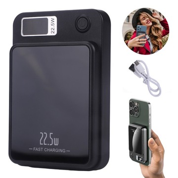 SZYBKI POWER BANK BEZPRZEWODOWY MAGSAFE INDUKCYJNY 10000mAh 22.5W USB-C