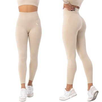 CARPATREE LEGGINSY DAMSKIE SPORTOWE GETRY WYSOKI STAN PUSH UP BLAZE BEŻOWE