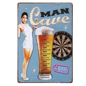 20x30cm MAN CAVE Metalowy na blasze