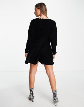 Asos Design NG3 osj czarna welurowa sukienka mini XS
