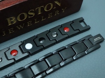 CZARNA ZDROWOTNA BRANSOLETA MĘSKA MAGNETYCZNA MOC BOSTON JEWELLERY ORYGINAŁ