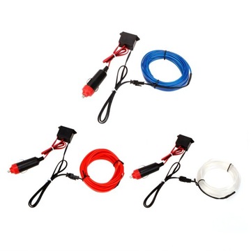 ŚWIATŁOWÓD 2M EL WIRE LED TAŚMA PASEK AMBIENT OŚWIETLENIE + INWERTER I WTYK