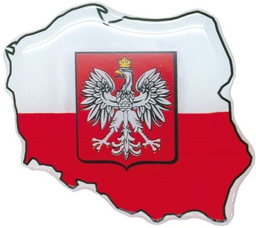 NAKLEJKA 3D EMBLEMAT Polska Kontur z Godłem