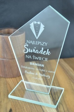 Подарок учителю - Стеклянная статуэтка с гравировкой - Школьный мотив, 16 см