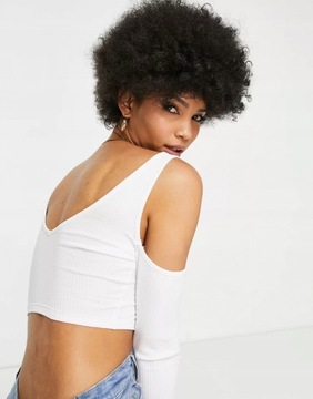 DESIGN TALL PRĄŻKOWANY CROP TOP DŁUGI RĘKAW S