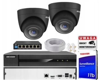 Zestaw KAMER IP Hikvision 2x IPCAM-T4 BLACK 4Mpx