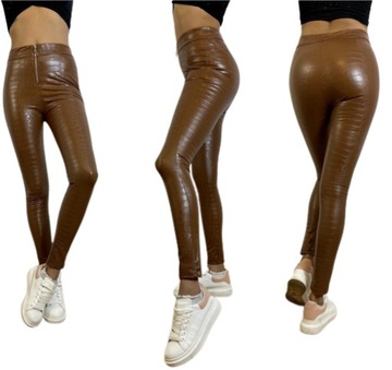 LEGGINSY GETRY ZAMEK EKO SKÓRA RURKI S/M